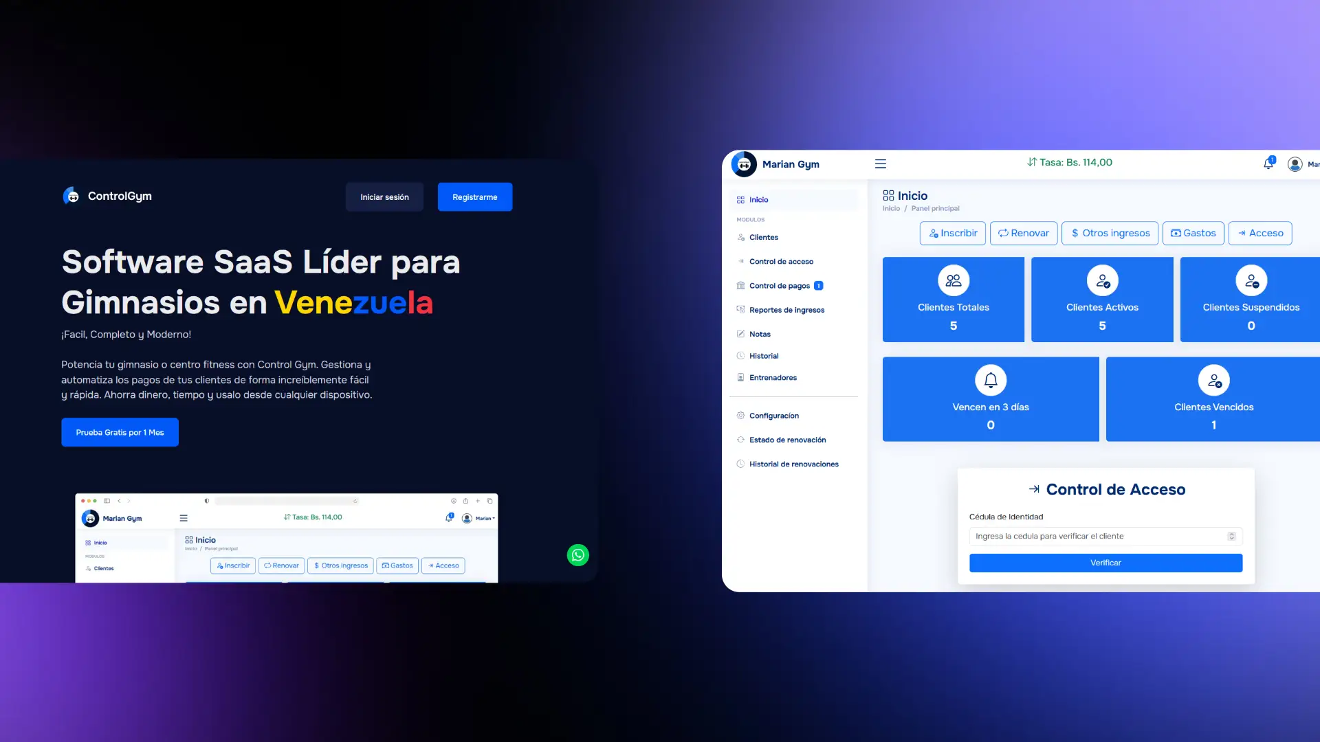 imagen del sistema de control de pagos para gimnasios